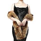 Geyoga Faux Fur Shawl for Women Fluffy Collar Scarf Wrap Winter Warm Shrug for Bridal Bridesmaid 1920s Valentines Party
