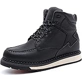 MWORK Men's 6 Inch Soft Moc Toe Work Boot, Premium Full-Grain Leather, Abrasion & Oil & Slip Toughest Wedge Sole, EH Rated, Arch Support Anti Fatigue