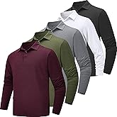 TVKSOM 5 Pack Polo Shirts for Men Long Sleeve Quick Dry Mens Polo Shirts Golf T Shirt Moisture Wicking Casual Workout