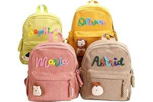 Custom Backpack with Name, Personalized Small Toddler Backpack for Girls, Mini Corduroy School Bag for Kids Girls & Boys 4-15