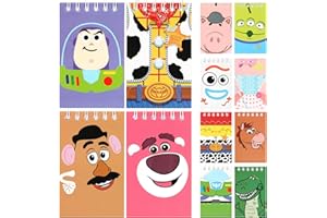 Matconly Toy Inspired Birthday Party Supplies - 24Pcs Mini Notepads for Toy Inspired Birthday Party Favors, Children Cartoon Notepads Children Classroom Rewards，12 Types