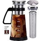 Jalousie Airtight Glass Pitcher Cold Brew Coffee Maker with stainless steel filter ice tea maker serve hot and cold