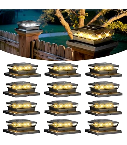 2-Pack Solar Post Cap Lights For 6x6 Fence Posts, White LED With Dusk-to-Dawn Sensor