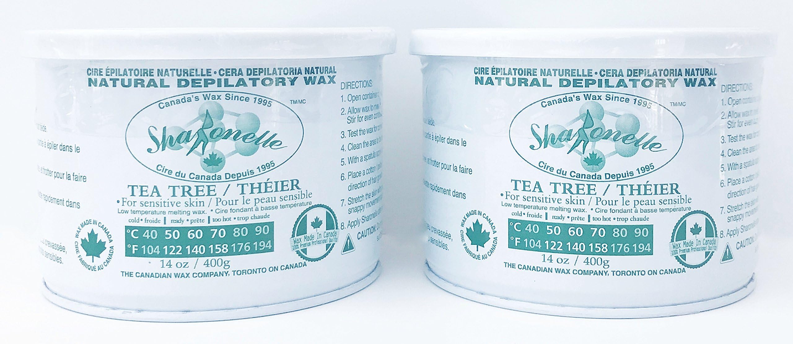Sharonelle Natural Tea Tree Soft Wax For Sensitive Skin in 14 oz. - 2 cans