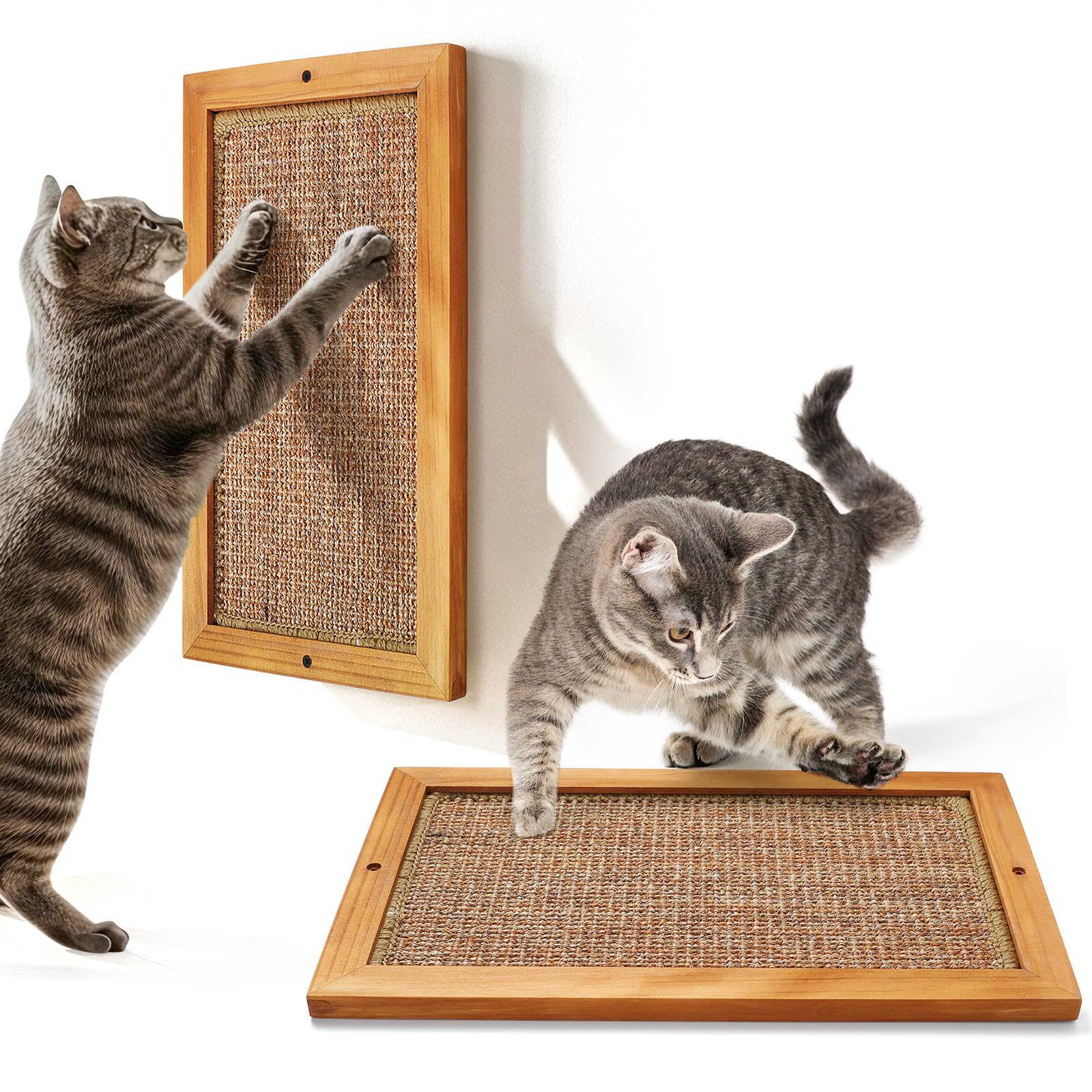 Photo 1 of LSAIFATER Cat Scratching Post - 2PCS Large, Wooden Sisal Cats Wall Scratcher, Floor or Wall Mounted Vertical Cat Scratch Pad for Indoor Cats Adults or Kittens, Cat Wall Furniture Protector