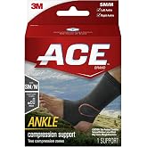 ACE Brand Compression Ankle Support, Small/Medium, Black, 1/Pack
