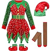SIZGAROOT Elf Costume for Girls Kids Christmas Elf Santa's Dress Outfit