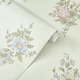 Yasinet Floral Wallpaper Vintage Farmhouse Peel and Stick Wallpaper | 17.3"&times;78.7'' Beige Contact Paper for Girl Bedroom Bathroom Cottage Core Removable Self-Adhesive Wall Paper Waterproof Vinly
