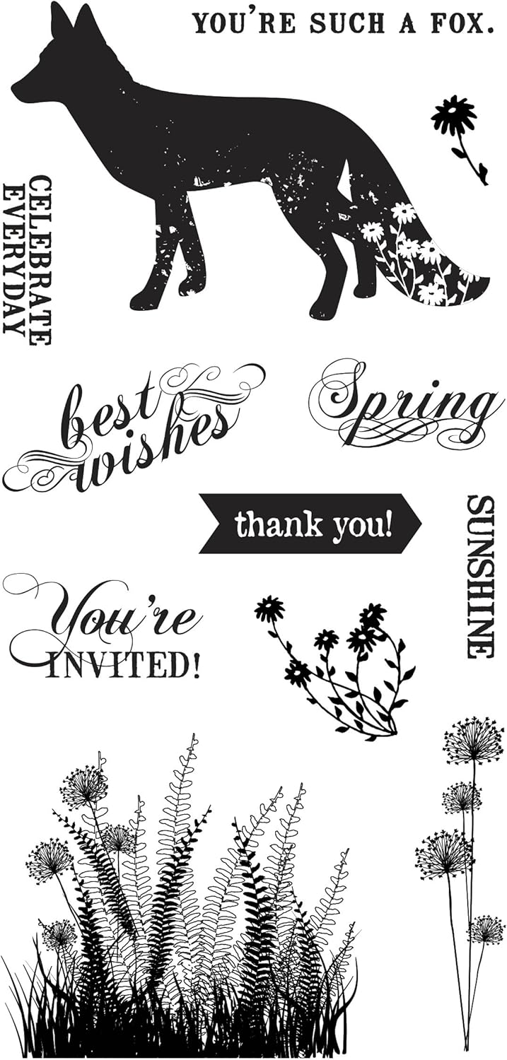 Fiskars 103780-1001 Clear Stamps, 4 by 8-Inch, What a Fox