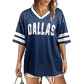 Women Jersey Shirts Football V Neck Shirt Game Day Season Tops Short Sleeve Tee
