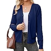 Yekaty Womens Lightweight Button Up Cardigans Long Sleeve Open Front V Neck Cropped Cardigan Sweaters