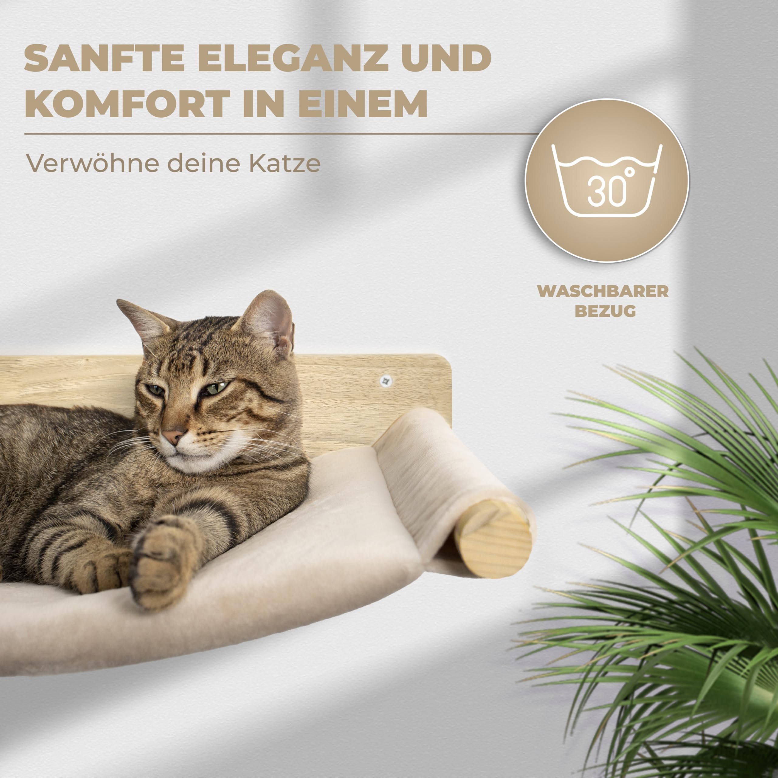 WOOWOOD® Kletterwand Katzen Hängematte inkl. 2X Katzentreppe Wand [Vollholz] - Kratzbaum Wand - Hängematte Katze - Wandkratzbaum - Katzenmöbel - Katzenwand - Katzen Kletterwand Set 4
