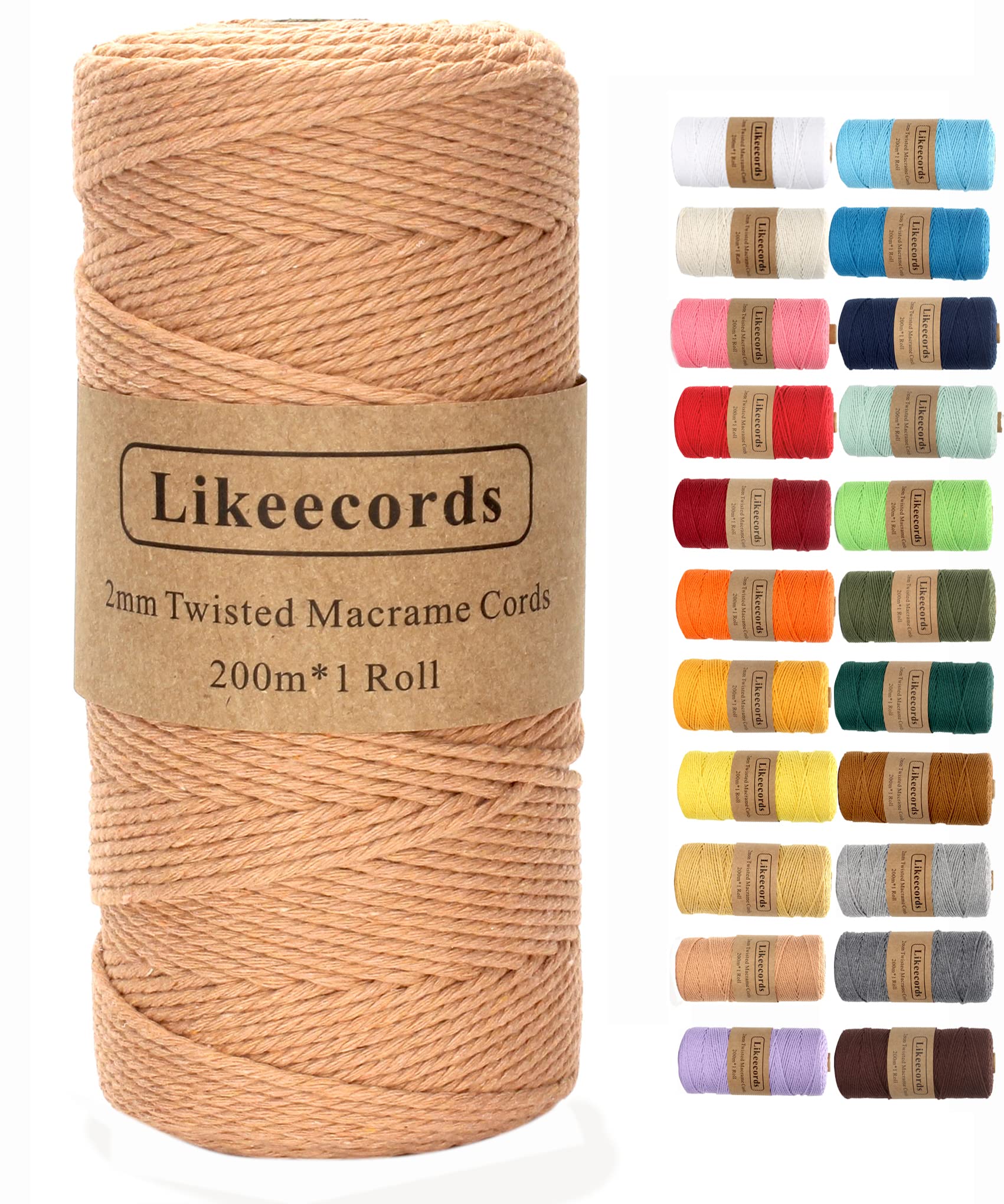Macrame Cord,2mm x 219yard Cotton Twine String