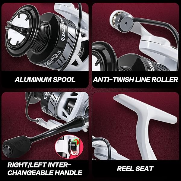 SOUGAYILANG SURF FISHING ROD AND REEL COMBO, 4 PIECE MH/H SALTWATER FISHING COMBO WITH 5000 SIZE SPINNING REEL
