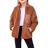 Arshiner Girls Fleece Jacket Sherpa Fall Winter Full Zip Fuzzy Coat Outwear with Pockets