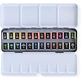 ETCHR 24 Watercolor Paint Pan Set Professional - Student Series Watercolor Travel Set - Bright Lightfast Watercolors