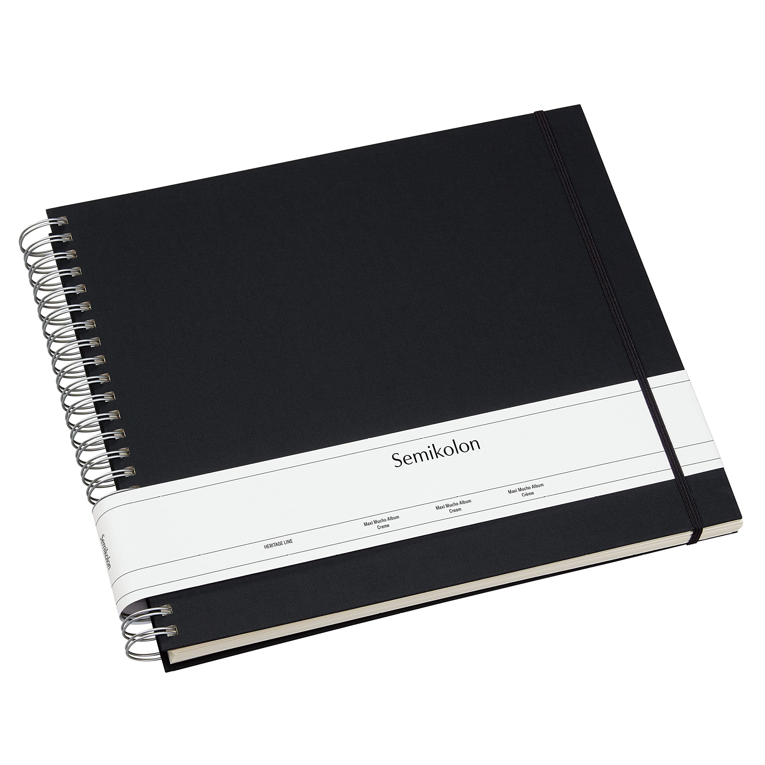 Semikolon 352998 Spiral Album Maxi Mucho - 34,5x30 cm - Photo album, 90 pages cream white, photo book, black