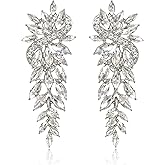Crysdue Rhinestone Chandelier Dangle Earrings, Marquise Crystal Wedding Bridal Statement Drop Earrings for Brides Bridemaids Women Formal Prom Jewelry