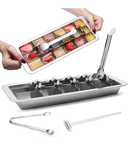 Amazon.com: GHAHILI Stainless Steel Ice Cube Trays, Metal Ice Cube