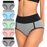 DUKAWA Women Underwear Cotton High Waisted Soft Briefs Full Coverage Comfort Panties Multipack