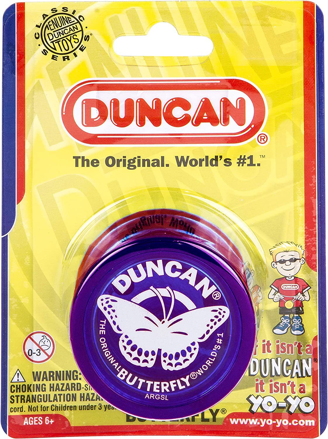 Duncan Toys Butterfly Yo-Yo, Beginner Yo-Yo with String, Steel Axle and Plastic Body, Purple (3124BU-ECHAP)