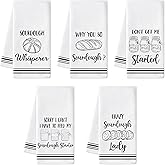 R HORSE Funny Kitchen Dish Towels - 5Pcs Sourdough Tea Bread Kitchen Hand Towels, Soft Absorbent Cleaning Dishcloth Bread Making Baking Gifts for Women Hostess Baking Lovers Sourdough Accessories