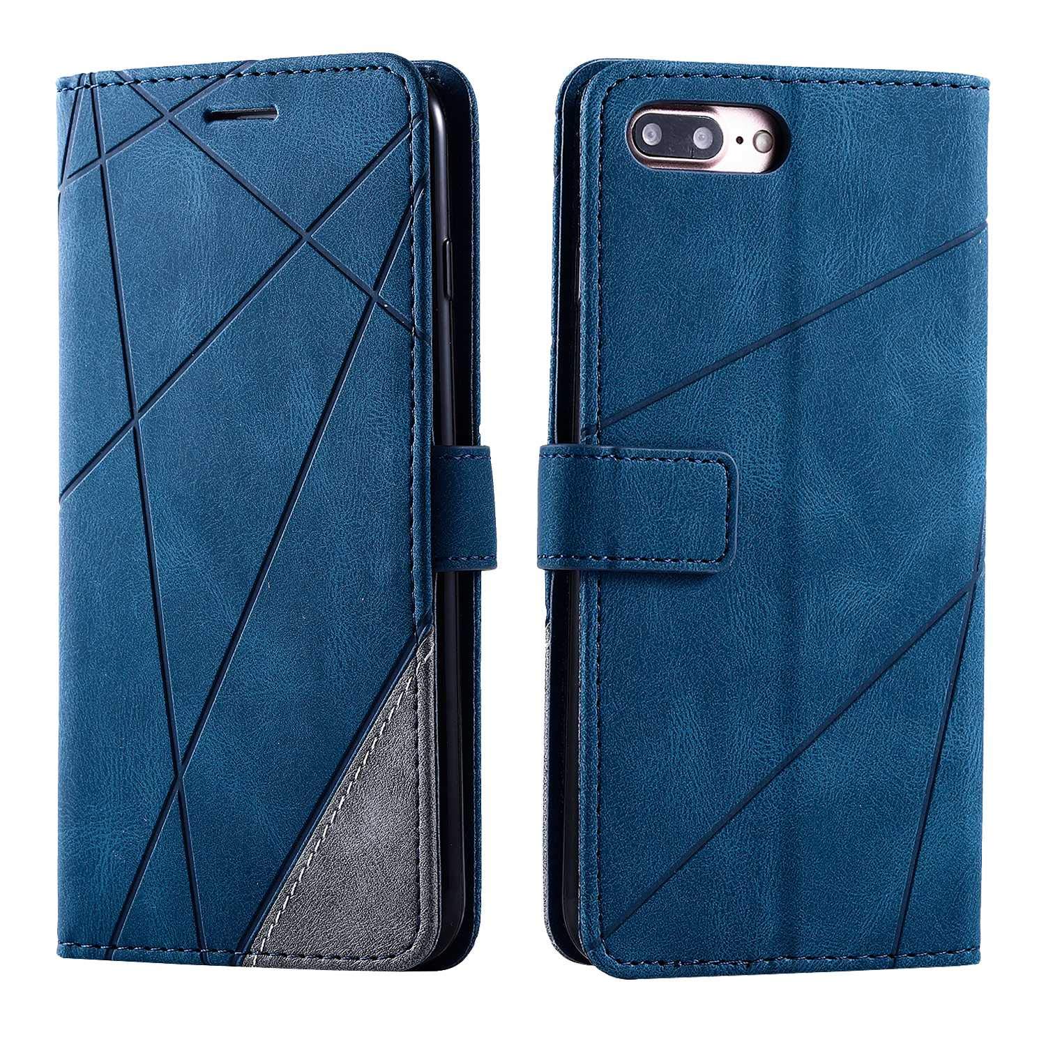 SONWO Case for iPhone 7 Plus/iPhone 8 Plus Case, Premium Leather Flip Wallet Case Magnetic Closure Card Slots Kickstand Phone Case for iPhone 7 Plus/iPhone 8 Plus, Blue