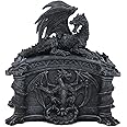 Ebros Gift Celtic Knotwork Grave Tomb Mythical Roaring Fire Dragon Decorative Trinket Jewelry Box Figurine 6.25" Long Medieval Renaissance Winged Alchemy Dungeons Dragons Decorative Statue