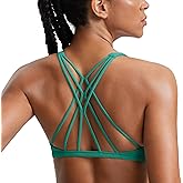 CRZ YOGA Womens Naked Feeling Criss Cross Sports Bra - Strappy Back Padded Medium Support Wireless Gym Cami Workout Yoga