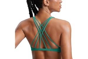 CRZ YOGA Womens Naked Feeling Criss Cross Sports Bra - Strappy Back Padded Medium Support Wireless Gym Cami Workout Yoga