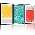 PHOPAGO Minimalist Abstract Framed Wall Art Modern Colorful Line Wall Decor Geometric Artwork 11x14in Black Framed
