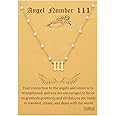 TGOLM Angel Number Necklace 18k Gold Plated Stainless Steel Faux Pearl Choker Chain Gift for Women Girl 16"