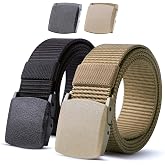 JASGOOD 2 Pack Nylon Web Belt Outdoor Military Men’s Metal Free Belt with TSA Plastic Buckle