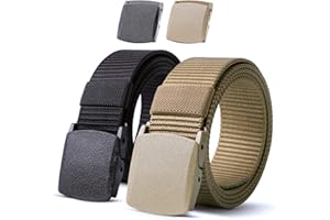 JASGOOD Nylon Military Tactical Men Belt 2 Pack Webbing Canvas Outdoor Web Belt with Plastic Buckle gift for Men