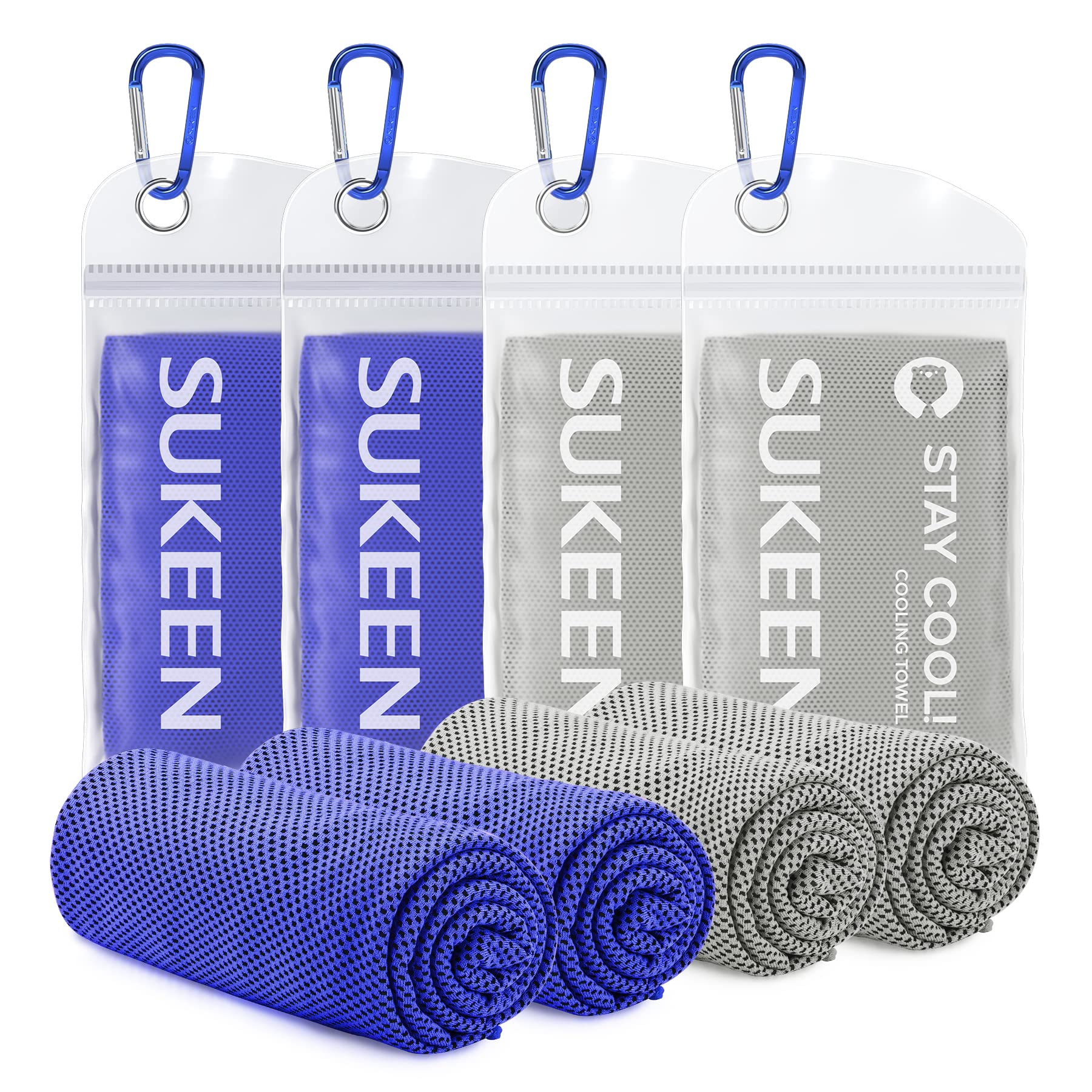 Sueken Cooling Towel 4Pack (40"x12"), Quick Dry Fitness Towel for Neck, Face & Sports