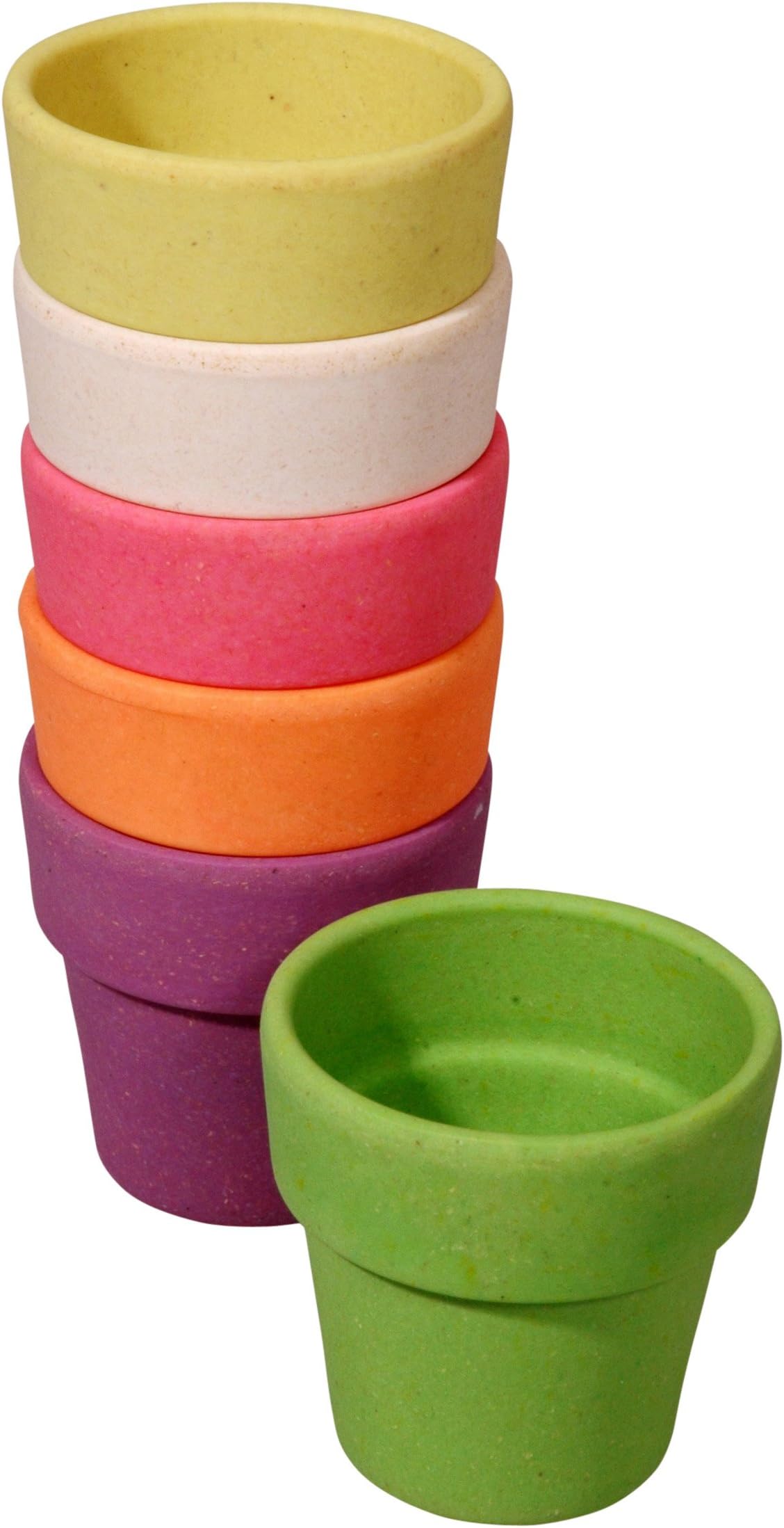 Zuperzozial Raw Earth Plant Pot Set of 6 Rainbow 100% Biodegradable Bamboo Egg Cups Cup 4.5cm