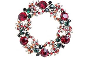 Gyn&Joy Womens Crystal Rhinestone Flower Wreath Wedding Holiday Fashion Jewelry Brooch Pin