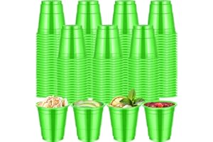 cssopenss 120 Pcs 2 oz Green Shot Cups Green Plastic Shot Glasses st. patrick's day Shot Glasses Disposable for Drinking Tastings Served Snacks Jello Tastings and Samples