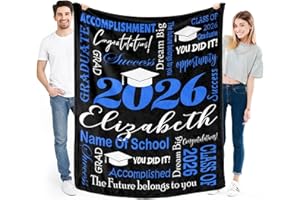 Custom Graduation Gifts Blanket with Name School Personalized Graduation Blankets Class of 2026 for Him Her Customized Blanke
