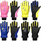 Geyoga 4 Pairs Kids Waterproof Ski Gloves Warm Windproof Winter Snow Gloves Cold Weather for Boys Girls