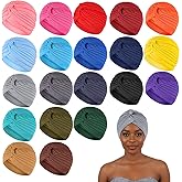 20 Pieces Stretch Turbans Chemo Head Wraps Polyester Head Beanie Cover para Mujer Turbantes for Women Multicolor