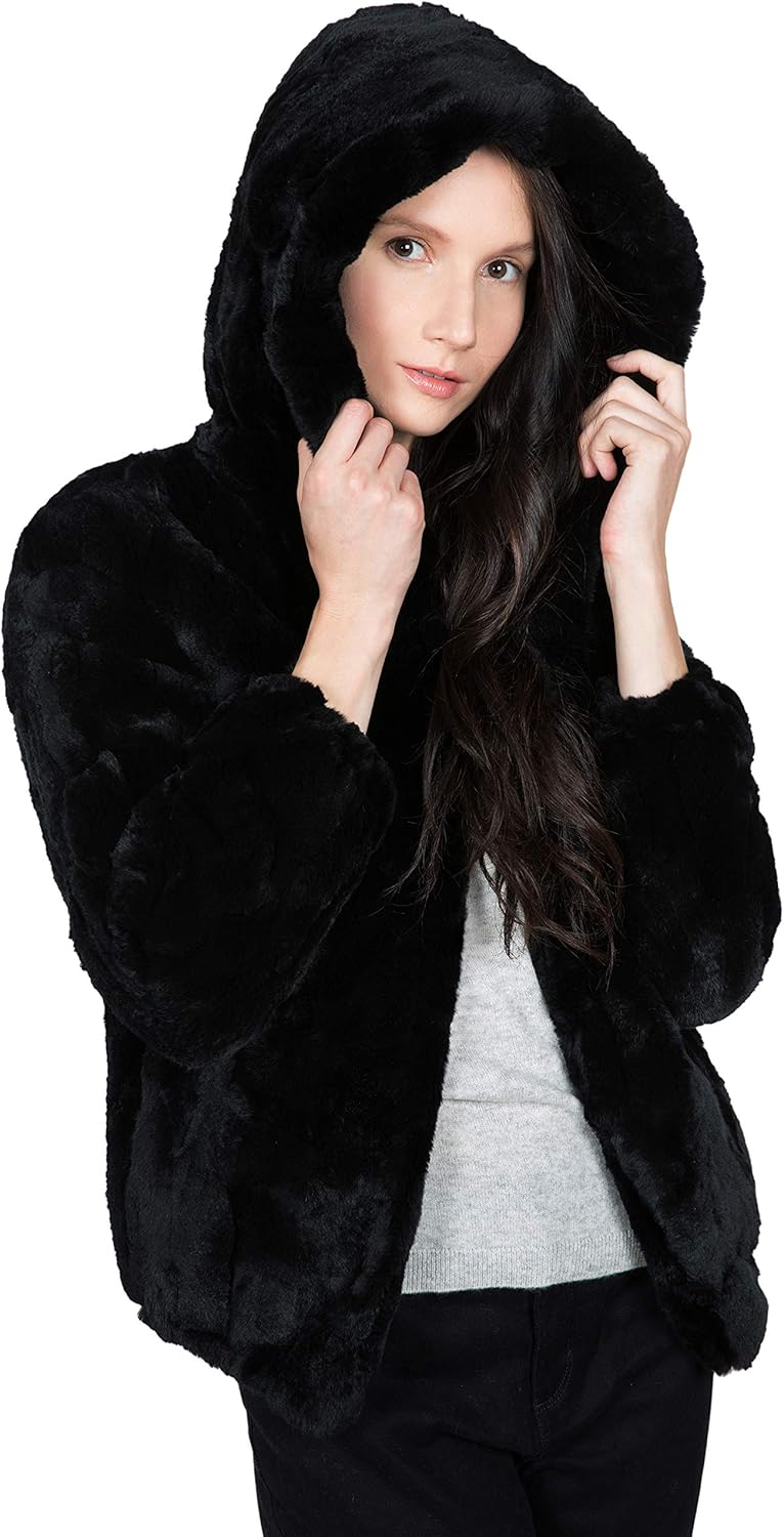 rabbit fur hooded jacket
