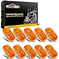 Partsam 10x Double Bubble Bullseye LED Marker Light, [DOT Approved] 2x4 Rectangle Amber 10 LED Tiger Eye Trailer RV Camper Truck Clearance Lights Indicators Surface Mount 12V