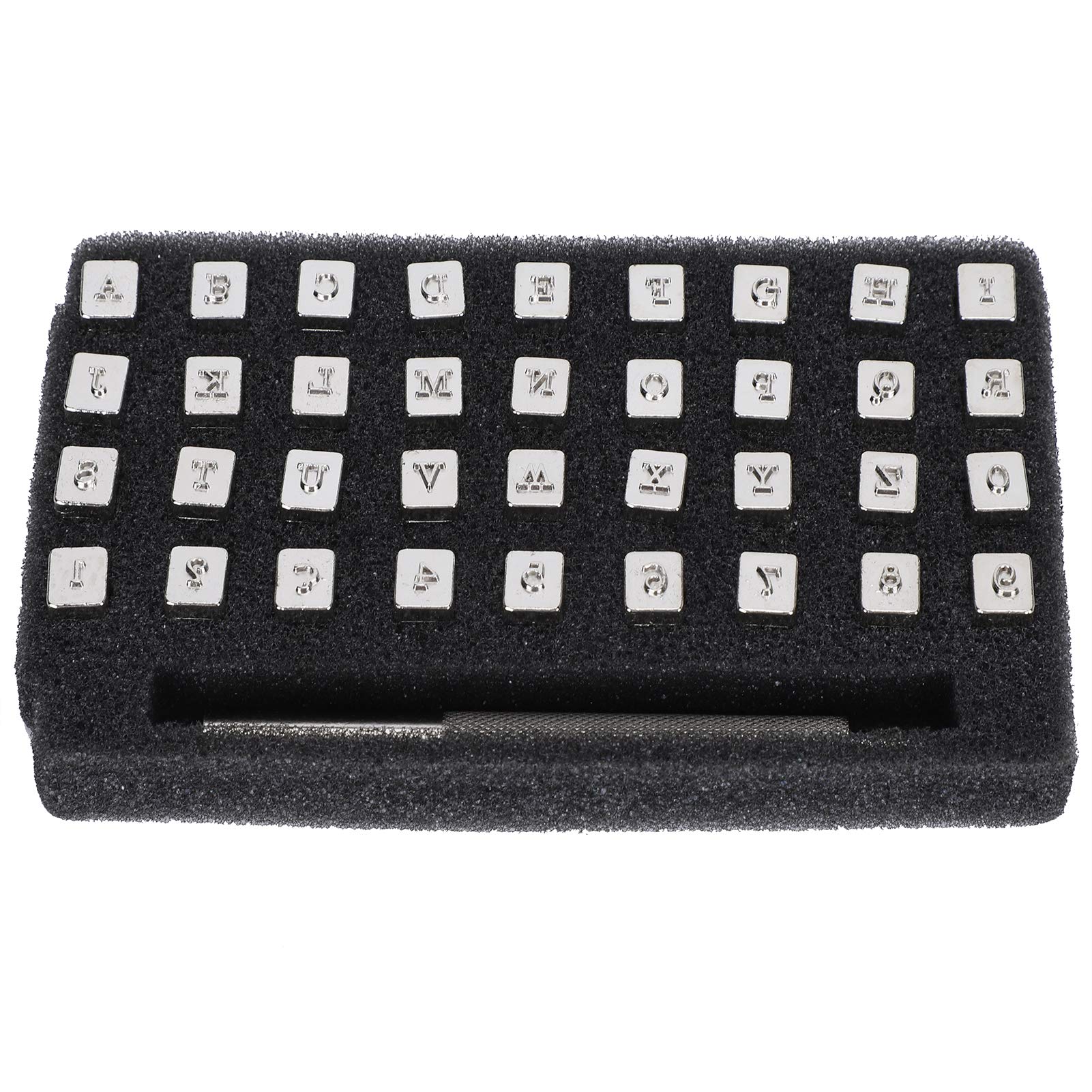 36Pcs Metal Capital Letter Stamp Set A-Z Letter Numbers Punch Tools Custom Font Letter Stamping Tool with High Hardness for Mold Jewel Making Die