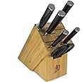 Shun Classic 7 Piece Essential Block Set, Includes 8" Chef, 3.5" Paring, 6" Utility, 9" Bread Knives & Herb Shears, Handcrafted Japanese Knife Block Set, Pakkawood Handles