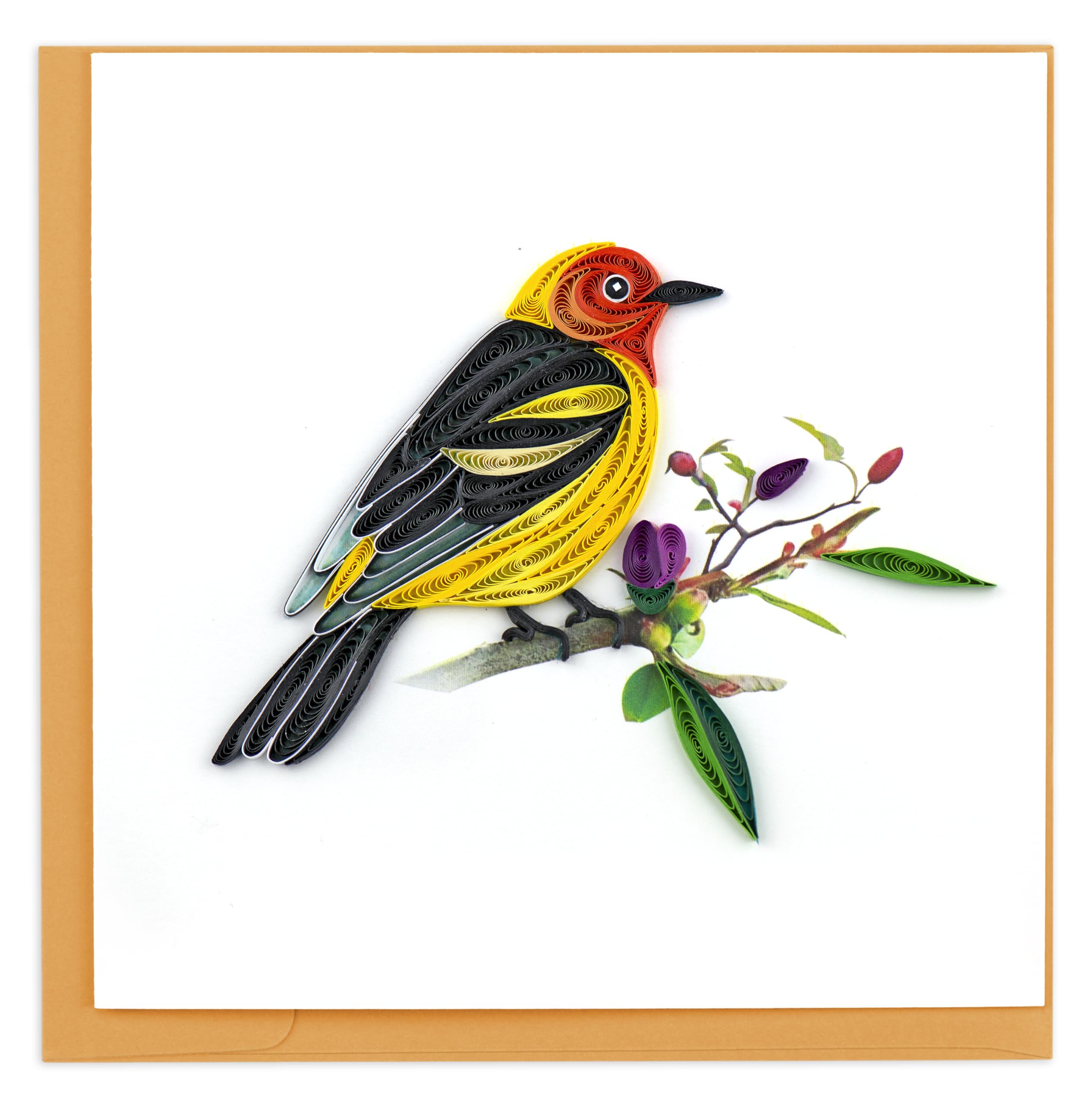 Quilling Western Tanager Bird Tweet-Tastic Fun! Hand-Finished Art Greeting Card Frameable Art - Suitable for Framing in a Card Frame - by The Quilling Card Company