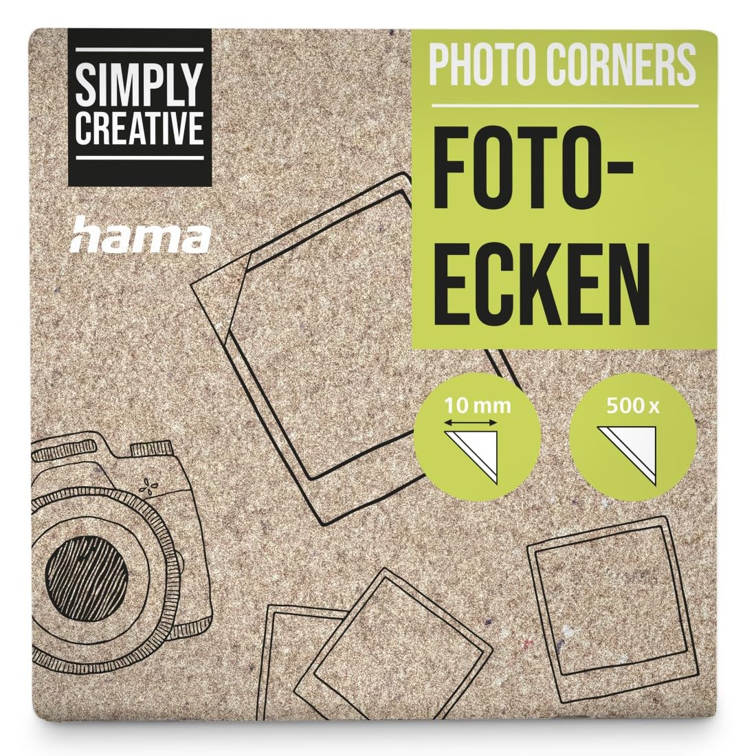 Hama Photo Corners, 2 x 500 corners, double pack (Self-adhesive, Suitable for Albums, Convenient Dispenser, Acid-free, Solvent-free, Archive-safe) - Transparent