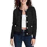 Urban CoCo Women's Open Front Button Down Knit Cropped Cardigan Casual Long Sleeve Sweater Jacket