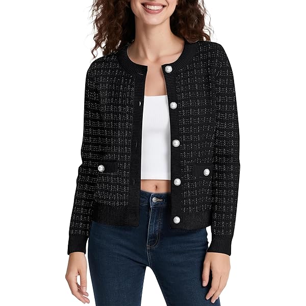 ジャケット・アウター Tweed Dot Button Collarless Jacket Cicy Bell Womens Cropped Tweed Blazers Jacket Collarless