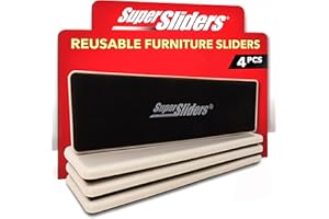SUPER SLIDERS SuperSliders Reusable Furniture Movers for Carpeted Surfaces – Move Heavy Furniture Quickly and Easily with Furniture Sliders, 2-1/2" x 9", Rectangle (4 Pieces)